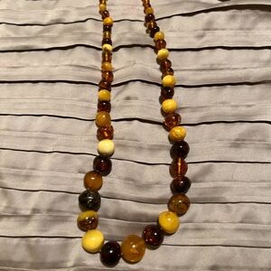 Amber and Yellow Beaded Necklace